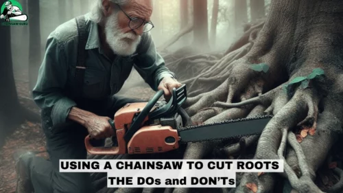using chainsaw to cut roots