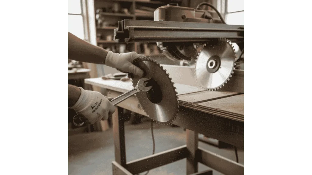 how to change radial arm saw blade.