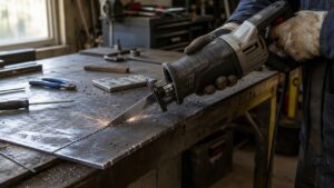 reciprocating saw cutting metal